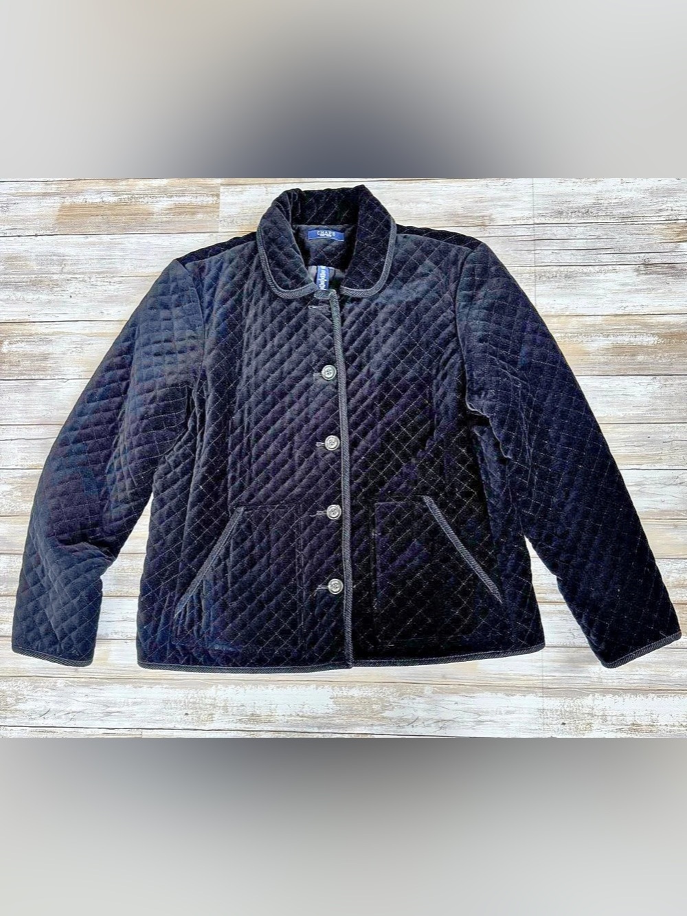 Chaps Black Quilted Jacket Size L